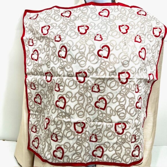 Vgt Yves Saint Laurent Mini Scarf/Handkerchief Cotton, 22" Beige Ivery Red(14 - Picture 5 of 6